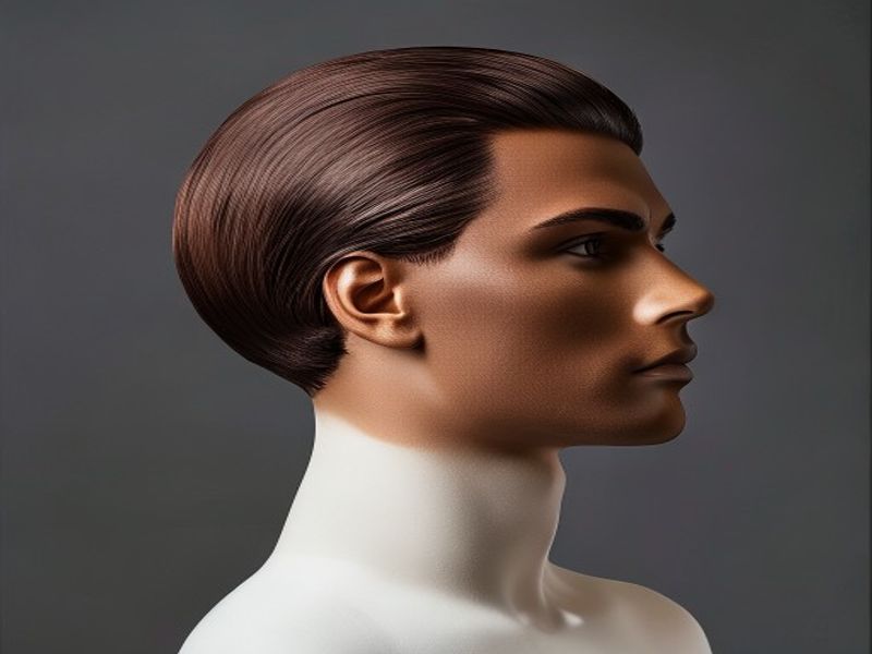 Side profile of the toupee on a mannequin head